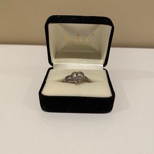 NWOT Sterling Silver Heart Ring w/ tiny diamonds